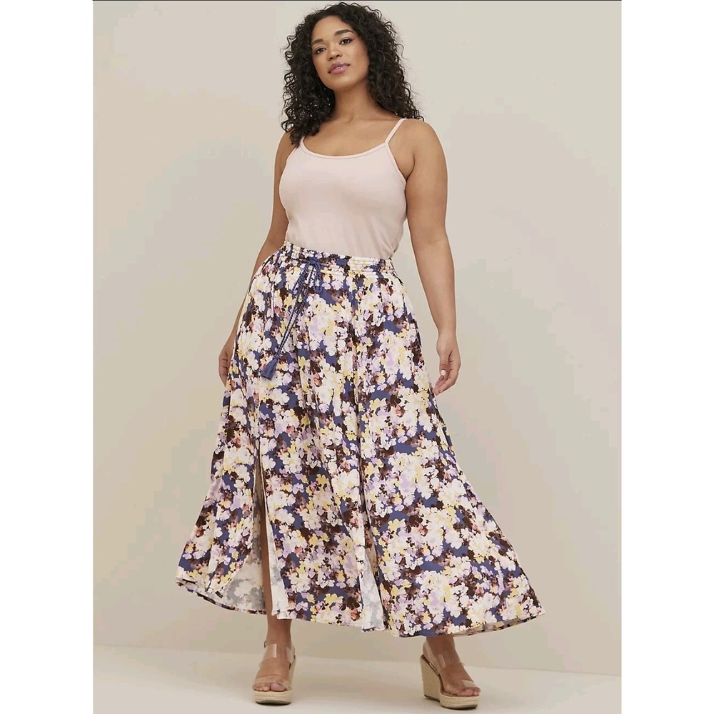 Torrid Floral Cottage Prairie Maxi Skirt Peasant Boho Sz 0/L Whimsical Festival